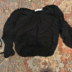 ASTR the label black top with tie sleeves